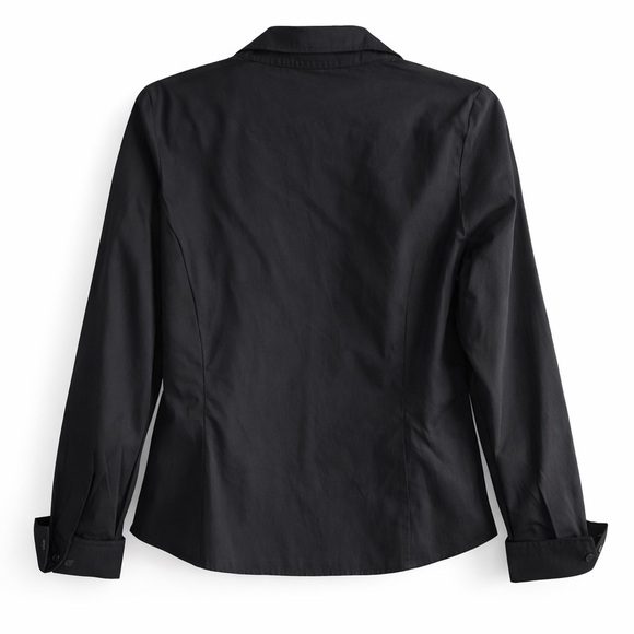 Primark Black Cotton Blend Button Down Shirt Size 8 NWT Classic Work Blouse - Picture 2 of 4